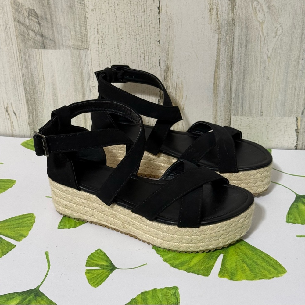 Black Espadrille Platform Sandals